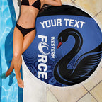 Custom Australia Western Force Beach Blanket Black Swan Aboriginal Blue Version