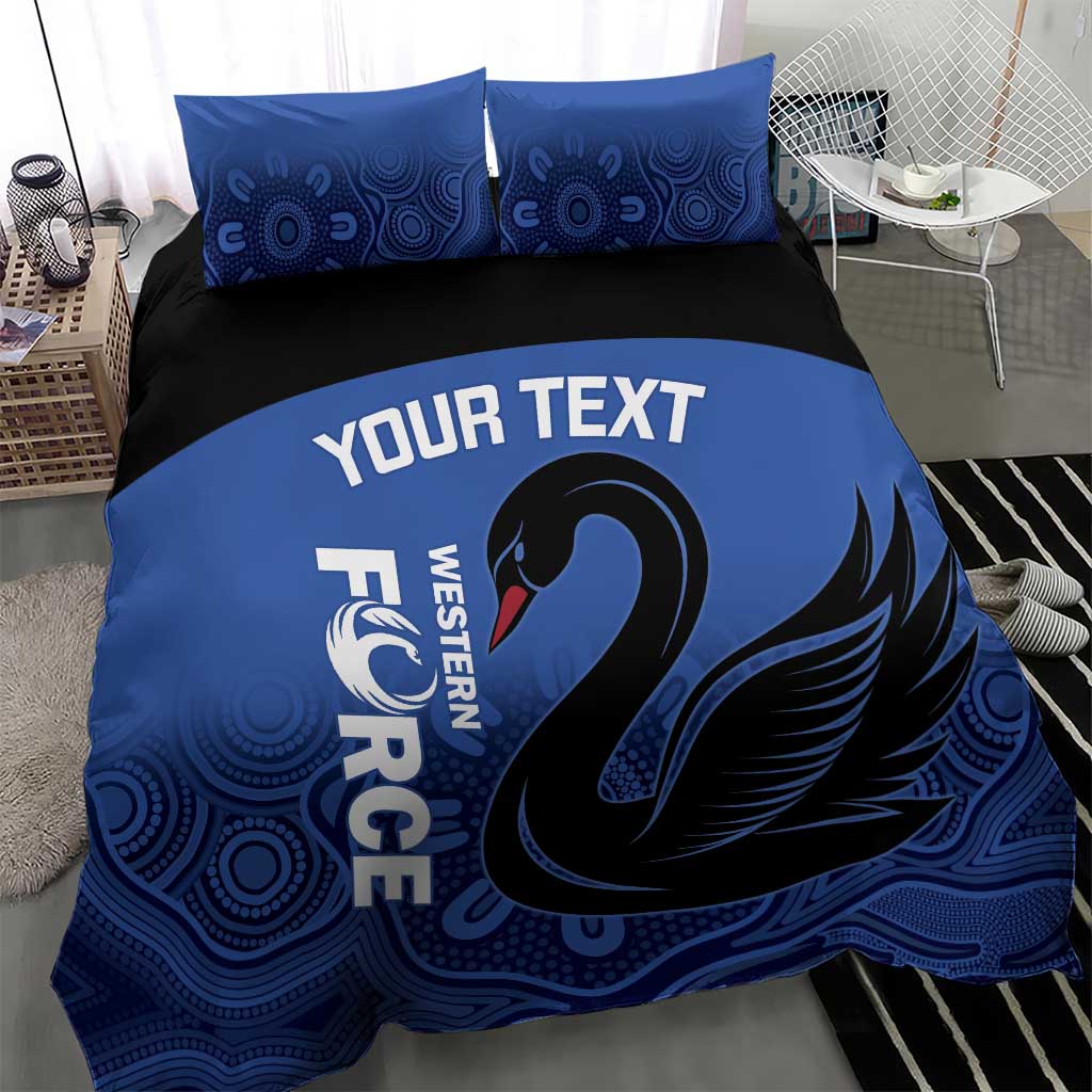Custom Australia Western Force Bedding Set Black Swan Aboriginal Blue Version