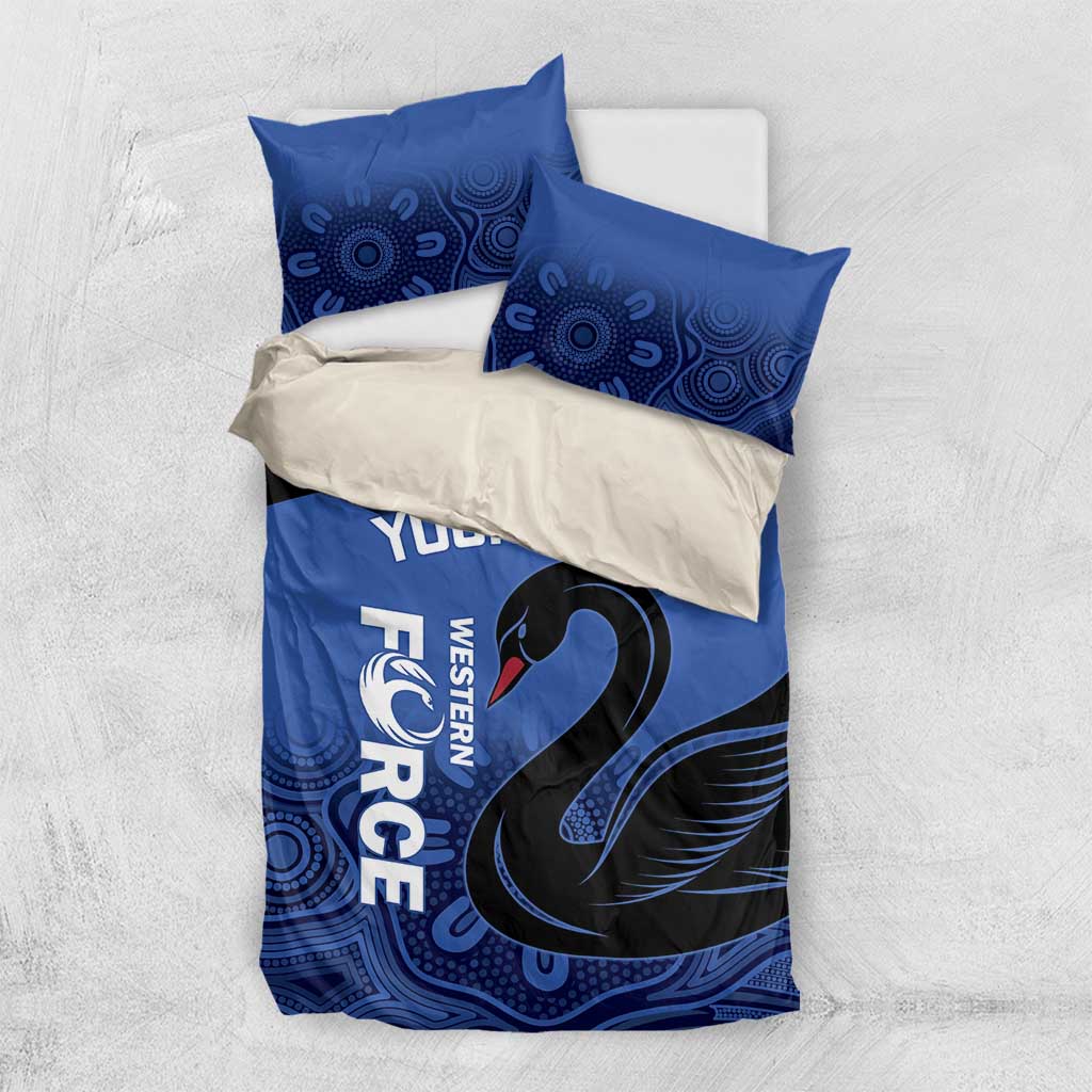 Custom Australia Western Force Bedding Set Black Swan Aboriginal Blue Version