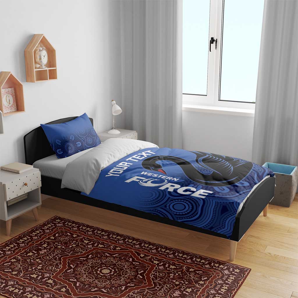 Custom Australia Western Force Bedding Set Black Swan Aboriginal Blue Version