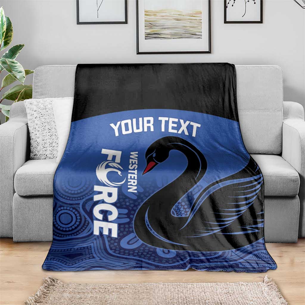 Custom Australia Western Force Blanket Black Swan Aboriginal Blue Version