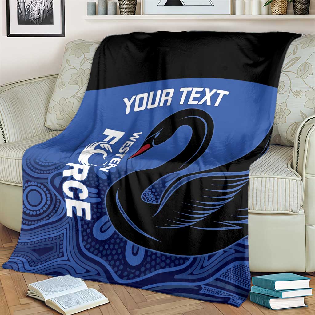 Custom Australia Western Force Blanket Black Swan Aboriginal Blue Version