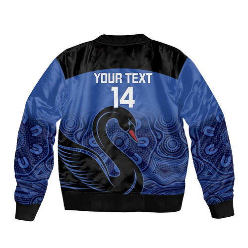Custom Australia Western Force Bomber Jacket Black Swan Aboriginal Blue Version