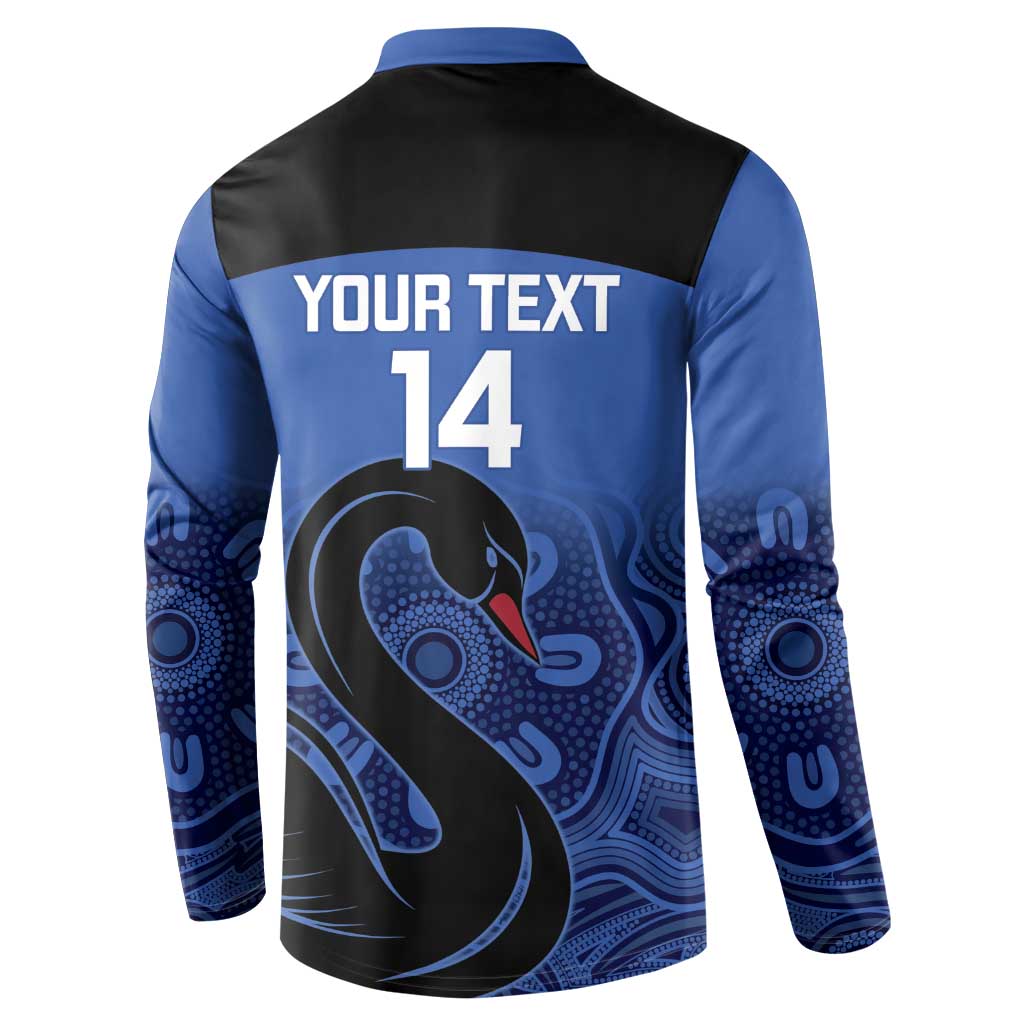 Custom Australia Western Force Button Sweatshirt Black Swan Aboriginal Blue Version