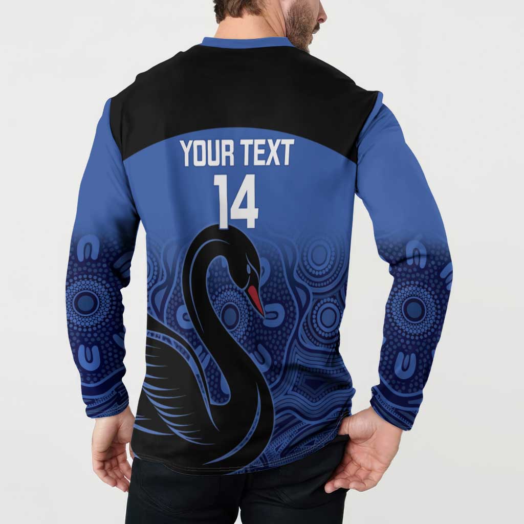 Custom Australia Western Force Button Sweatshirt Black Swan Aboriginal Blue Version