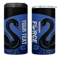 Custom Australia Western Force 4 in 1 Can Cooler Tumbler Black Swan Aboriginal Blue Version