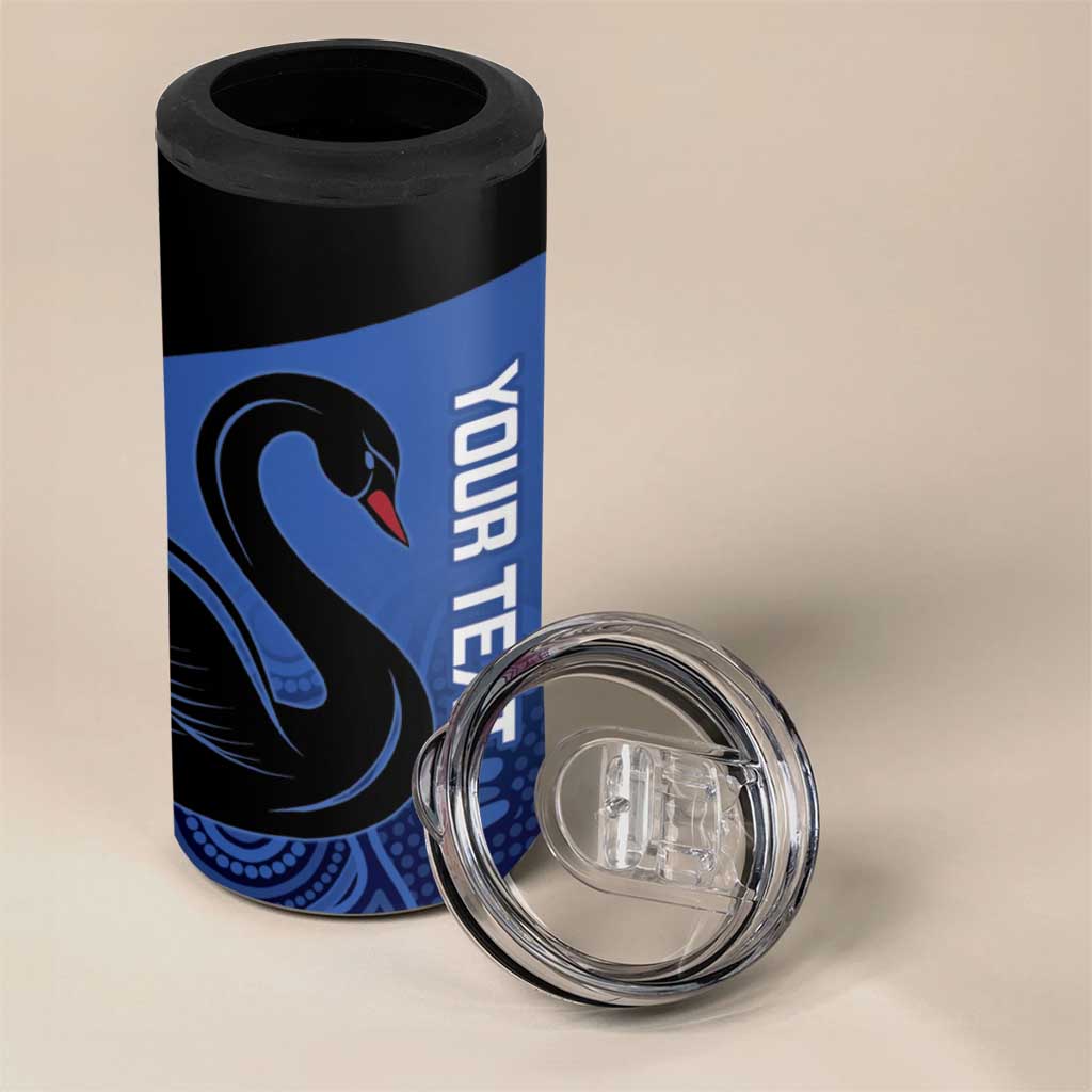 Custom Australia Western Force 4 in 1 Can Cooler Tumbler Black Swan Aboriginal Blue Version