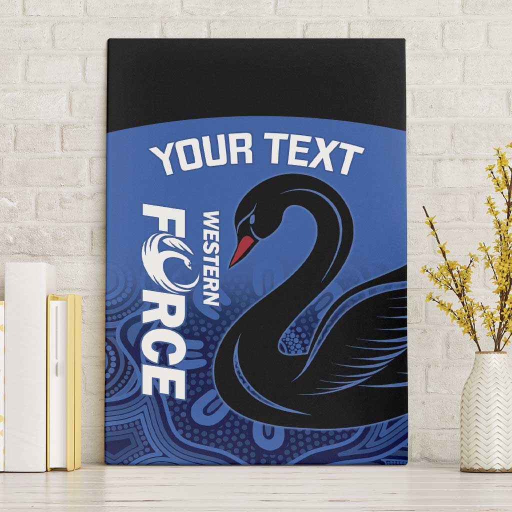 Custom Australia Western Force Canvas Wall Art Black Swan Aboriginal Blue Version