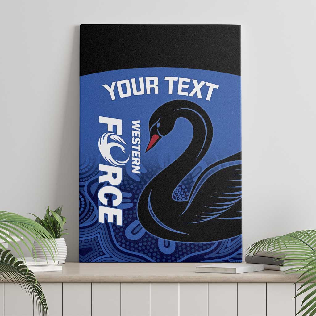 Custom Australia Western Force Canvas Wall Art Black Swan Aboriginal Blue Version
