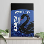 Custom Australia Western Force Canvas Wall Art Black Swan Aboriginal Blue Version