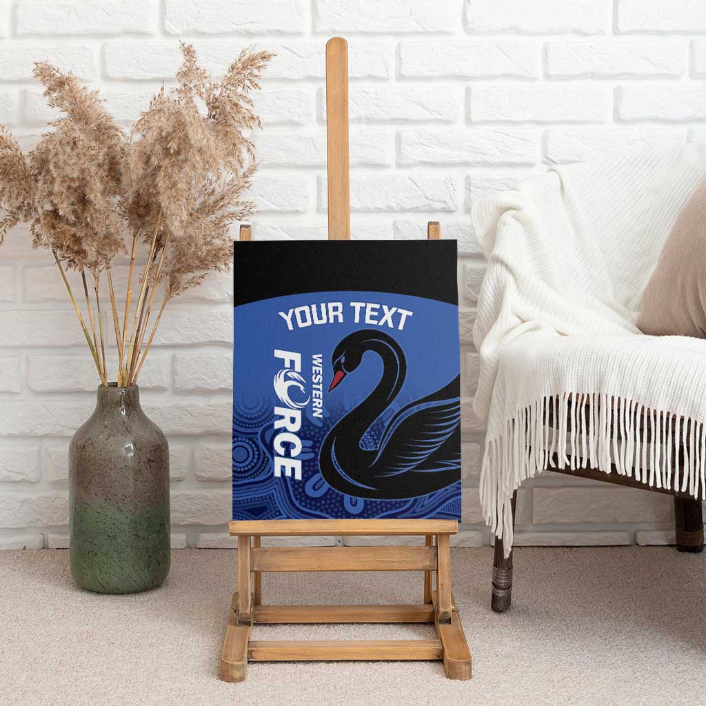 Custom Australia Western Force Canvas Wall Art Black Swan Aboriginal Blue Version