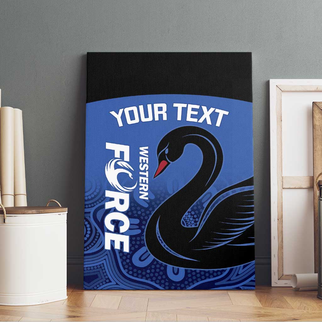 Custom Australia Western Force Canvas Wall Art Black Swan Aboriginal Blue Version