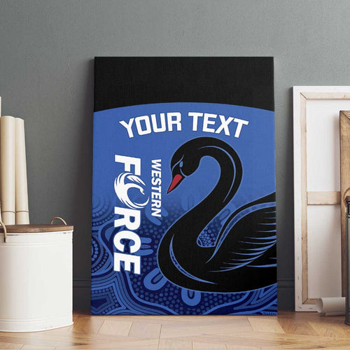 Custom Australia Western Force Canvas Wall Art Black Swan Aboriginal Blue Version