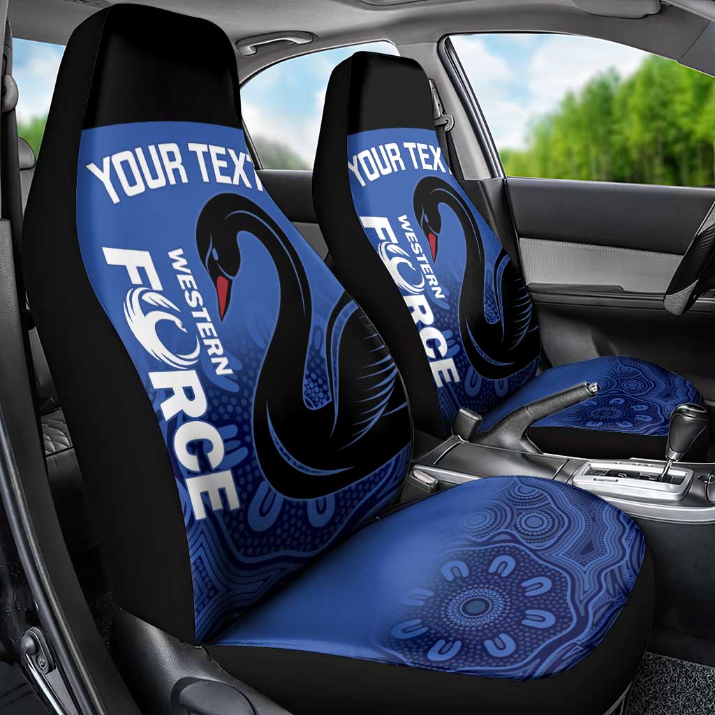 Custom Australia Western Force Car Seat Cover Black Swan Aboriginal Blue Version