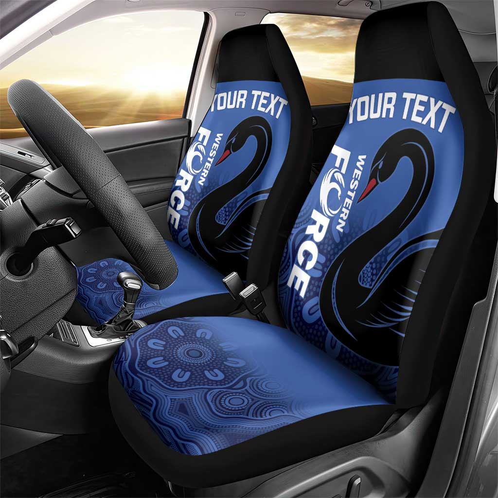 Custom Australia Western Force Car Seat Cover Black Swan Aboriginal Blue Version