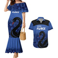 Custom Australia Western Force Couples Matching Mermaid Dress and Hawaiian Shirt Black Swan Aboriginal Blue Version