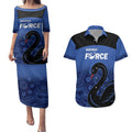 Custom Australia Western Force Couples Matching Puletasi and Hawaiian Shirt Black Swan Aboriginal Blue Version