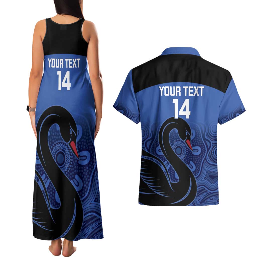Custom Australia Western Force Couples Matching Tank Maxi Dress and Hawaiian Shirt Black Swan Aboriginal Blue Version