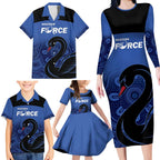 Custom Australia Western Force Family Matching Long Sleeve Bodycon Dress and Hawaiian Shirt Black Swan Aboriginal Blue Version