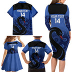 Custom Australia Western Force Family Matching Long Sleeve Bodycon Dress and Hawaiian Shirt Black Swan Aboriginal Blue Version