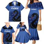 Custom Australia Western Force Family Matching Mermaid Dress and Hawaiian Shirt Black Swan Aboriginal Blue Version