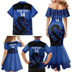 Custom Australia Western Force Family Matching Mermaid Dress and Hawaiian Shirt Black Swan Aboriginal Blue Version
