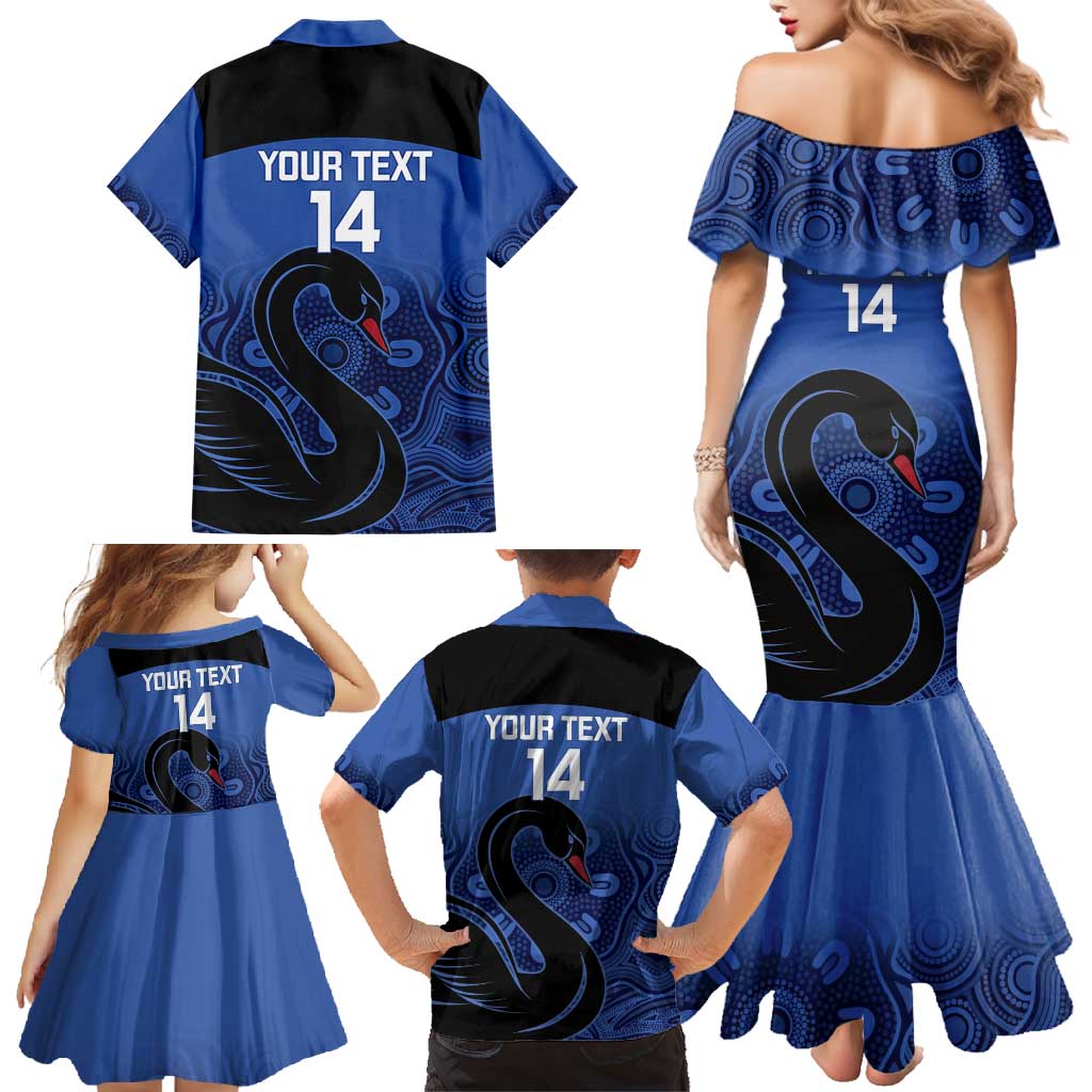 Custom Australia Western Force Family Matching Mermaid Dress and Hawaiian Shirt Black Swan Aboriginal Blue Version