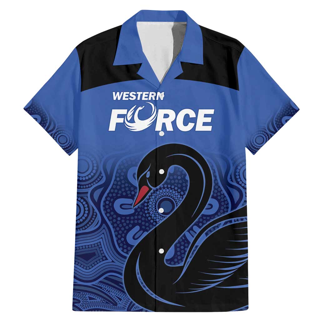 Custom Australia Western Force Family Matching Mermaid Dress and Hawaiian Shirt Black Swan Aboriginal Blue Version