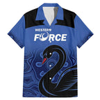 Custom Australia Western Force Family Matching Mermaid Dress and Hawaiian Shirt Black Swan Aboriginal Blue Version