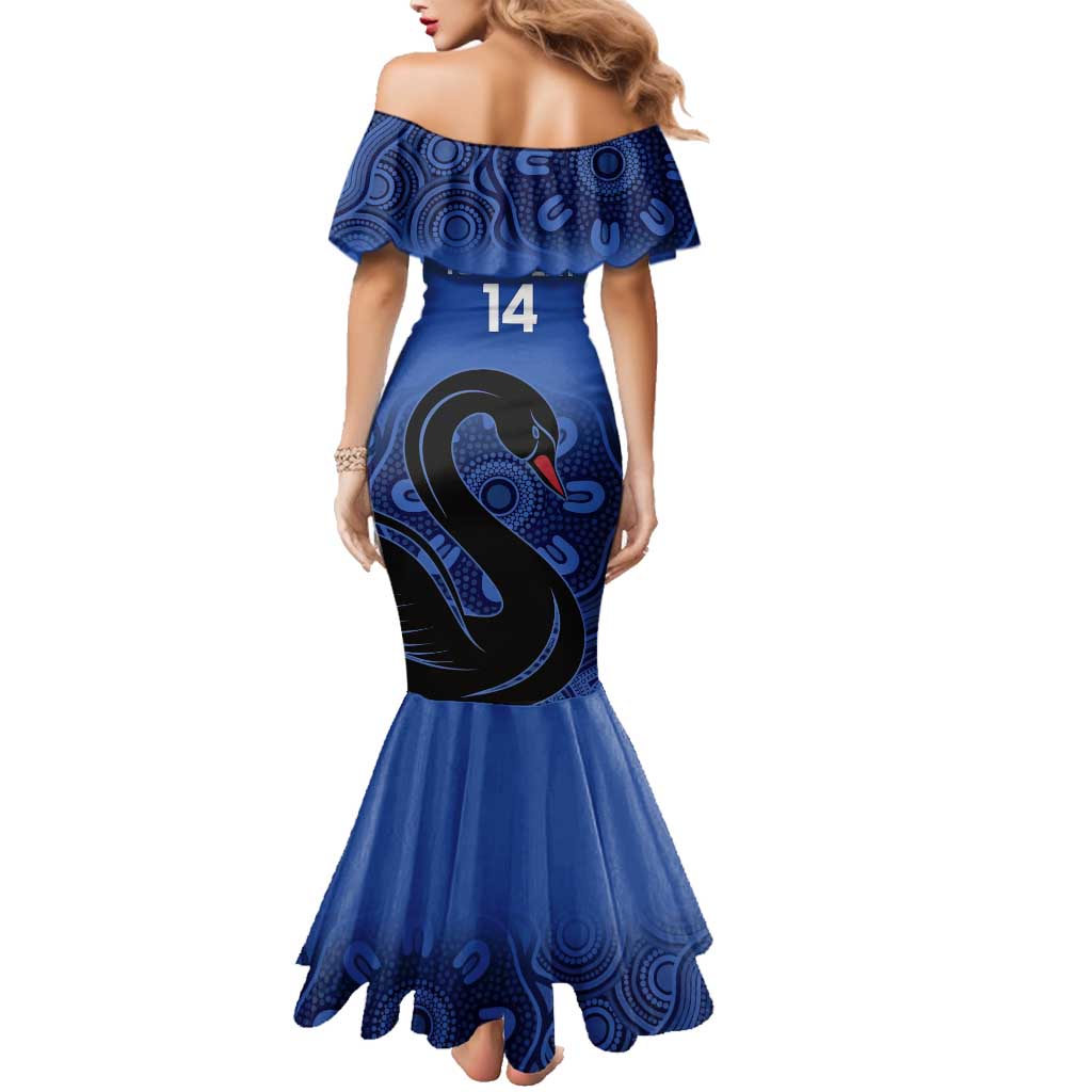 Custom Australia Western Force Family Matching Mermaid Dress and Hawaiian Shirt Black Swan Aboriginal Blue Version