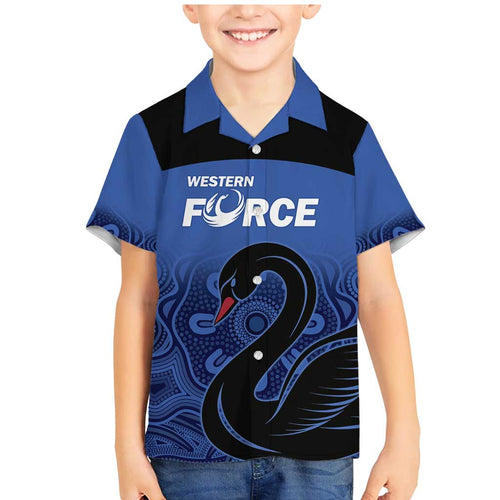 Custom Australia Western Force Family Matching Mermaid Dress and Hawaiian Shirt Black Swan Aboriginal Blue Version