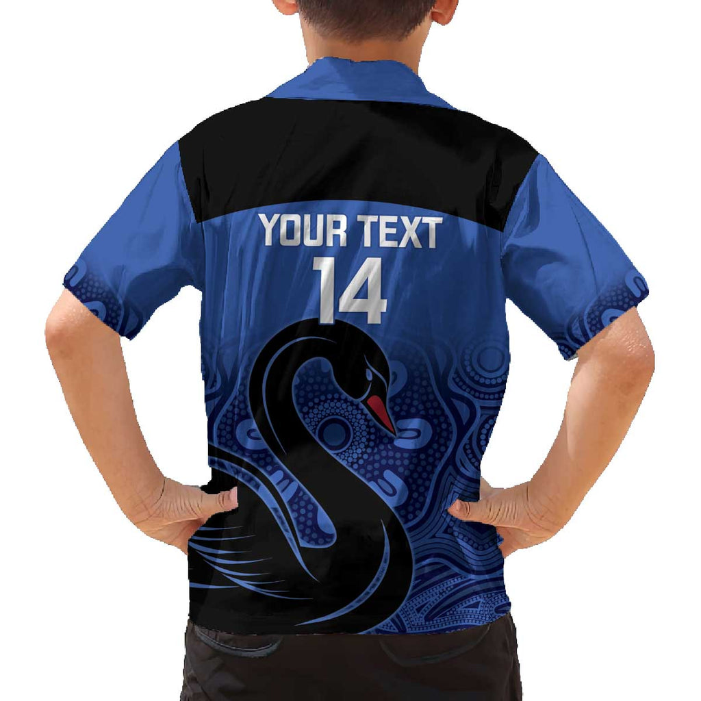 Custom Australia Western Force Family Matching Off The Shoulder Long Sleeve Dress and Hawaiian Shirt Black Swan Aboriginal Blue Version