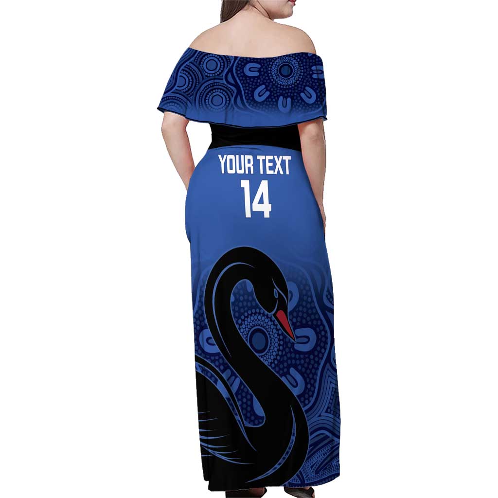 Custom Australia Western Force Family Matching Off Shoulder Maxi Dress and Hawaiian Shirt Black Swan Aboriginal Blue Version