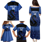 Custom Australia Western Force Family Matching Puletasi and Hawaiian Shirt Black Swan Aboriginal Blue Version