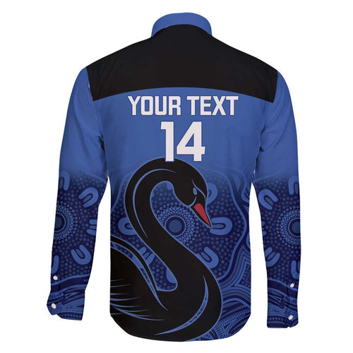 Custom Australia Western Force Family Matching Short Sleeve Bodycon Dress and Hawaiian Shirt Black Swan Aboriginal Blue Version