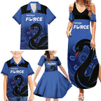 Custom Australia Western Force Family Matching Summer Maxi Dress and Hawaiian Shirt Black Swan Aboriginal Blue Version