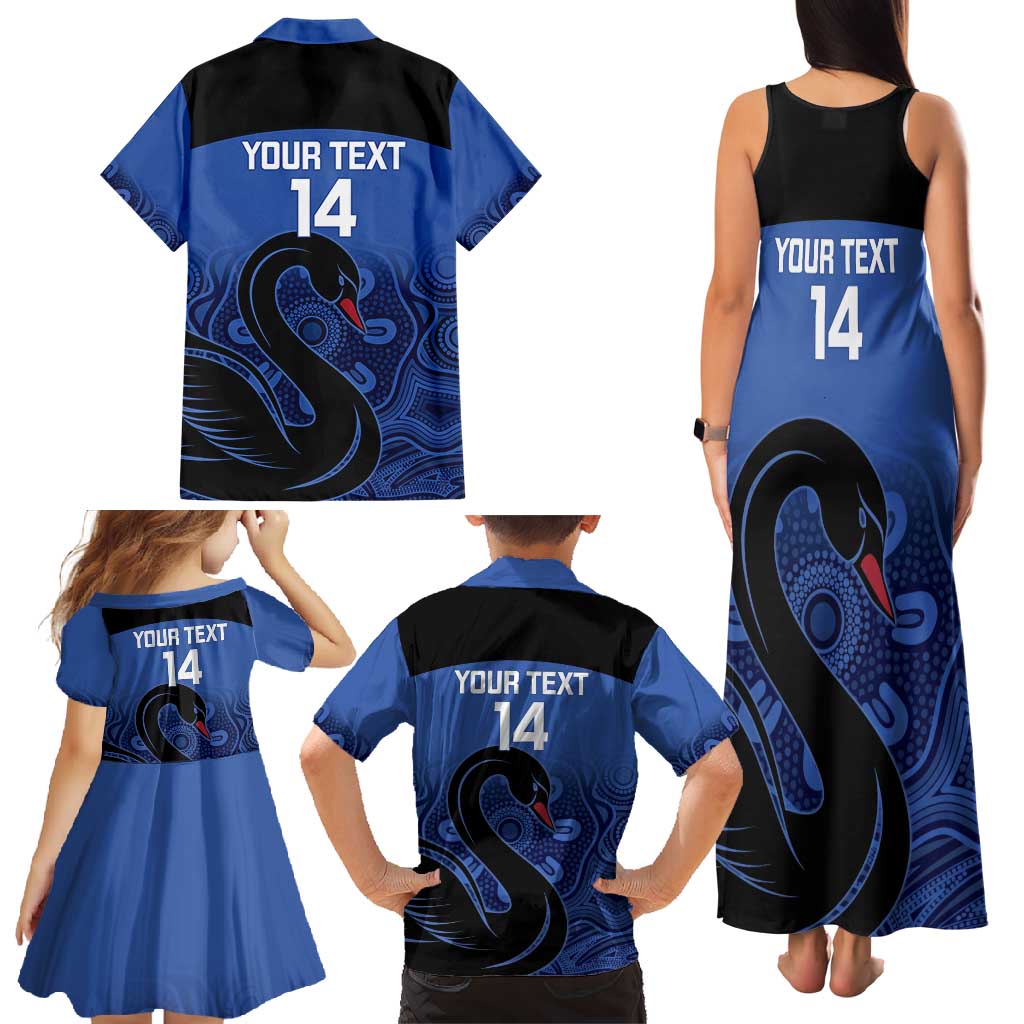 Custom Australia Western Force Family Matching Tank Maxi Dress and Hawaiian Shirt Black Swan Aboriginal Blue Version