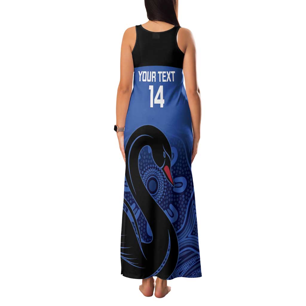 Custom Australia Western Force Family Matching Tank Maxi Dress and Hawaiian Shirt Black Swan Aboriginal Blue Version