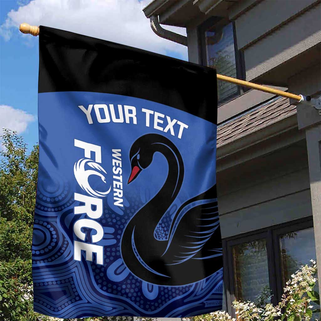 Custom Australia Western Force Garden Flag Black Swan Aboriginal Blue Version