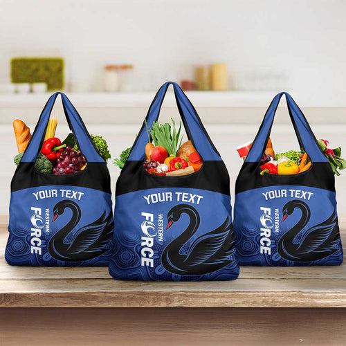 Custom Australia Western Force Grocery Bag Black Swan Aboriginal Blue Version