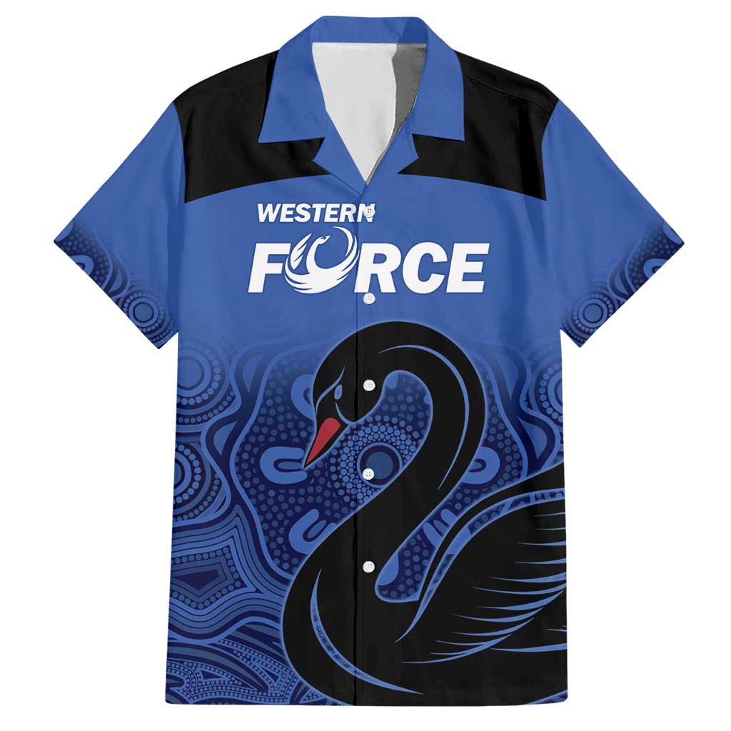 Custom Australia Western Force Hawaiian Shirt Black Swan Aboriginal Blue Version