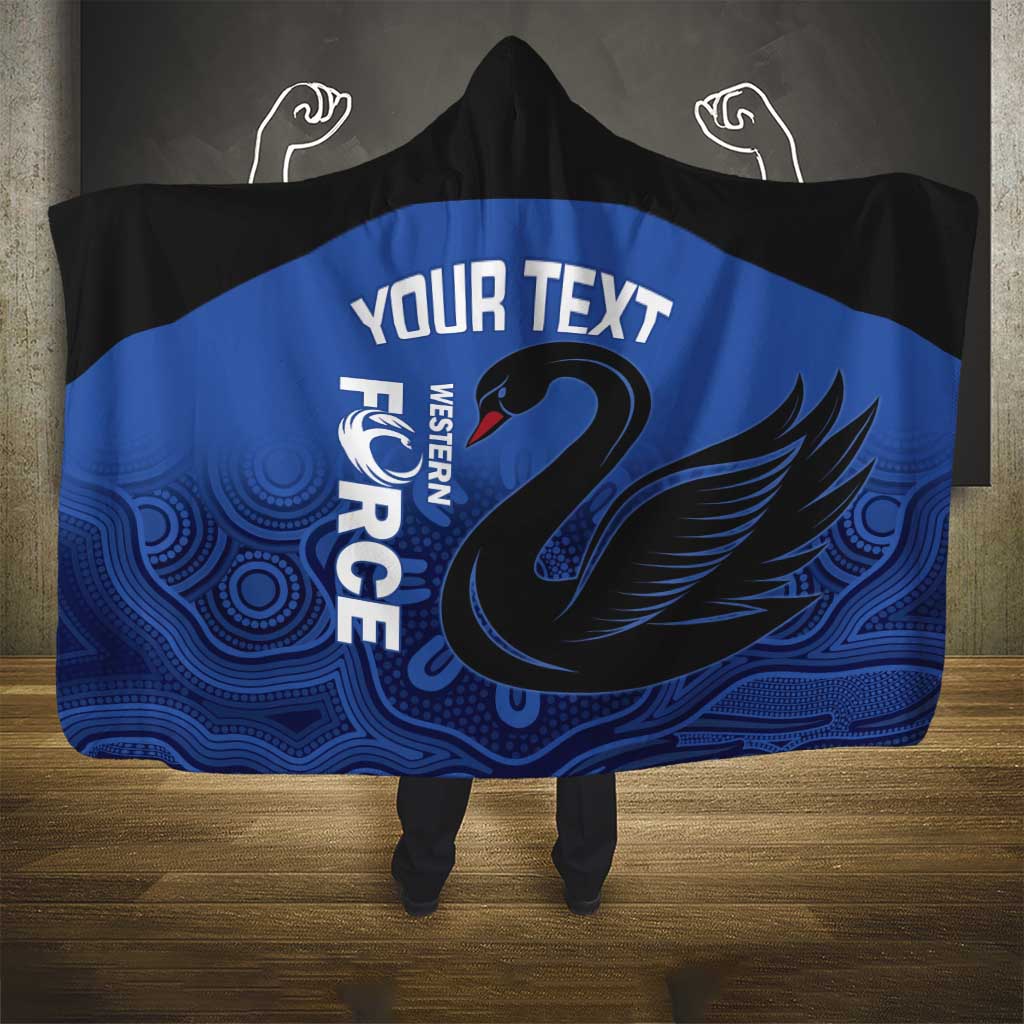 Custom Australia Western Force Hooded Blanket Black Swan Aboriginal Blue Version
