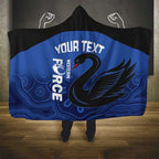 Custom Australia Western Force Hooded Blanket Black Swan Aboriginal Blue Version