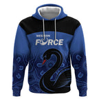 Custom Australia Western Force Hoodie Black Swan Aboriginal Blue Version