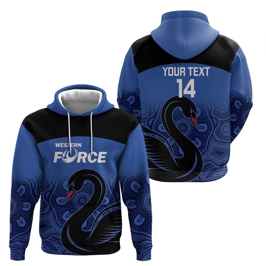 Custom Australia Western Force Hoodie Black Swan Aboriginal Blue Version