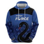 Custom Australia Western Force Hoodie Black Swan Aboriginal Blue Version