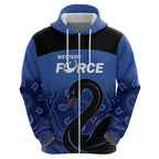 Custom Australia Western Force Hoodie Black Swan Aboriginal Blue Version