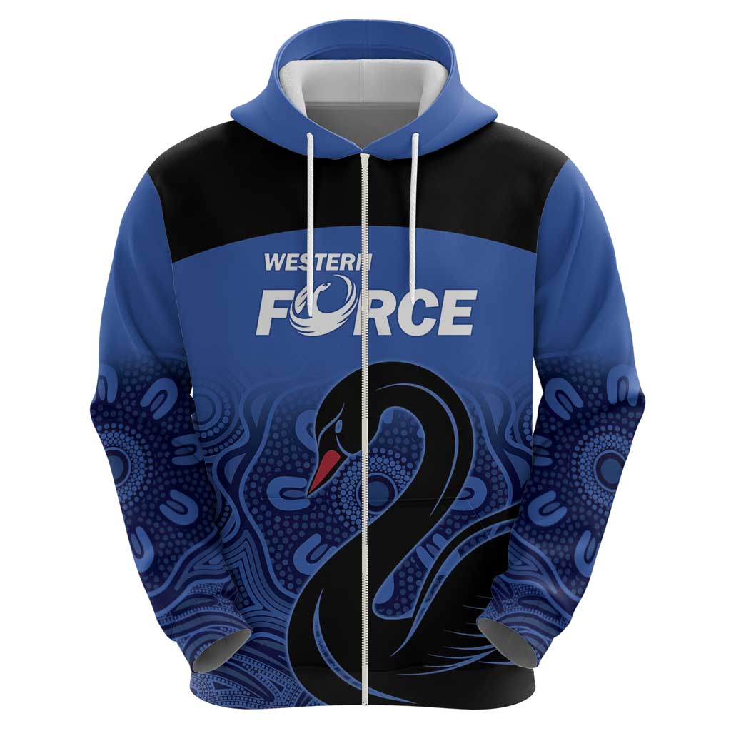 Custom Australia Western Force Hoodie Black Swan Aboriginal Blue Version