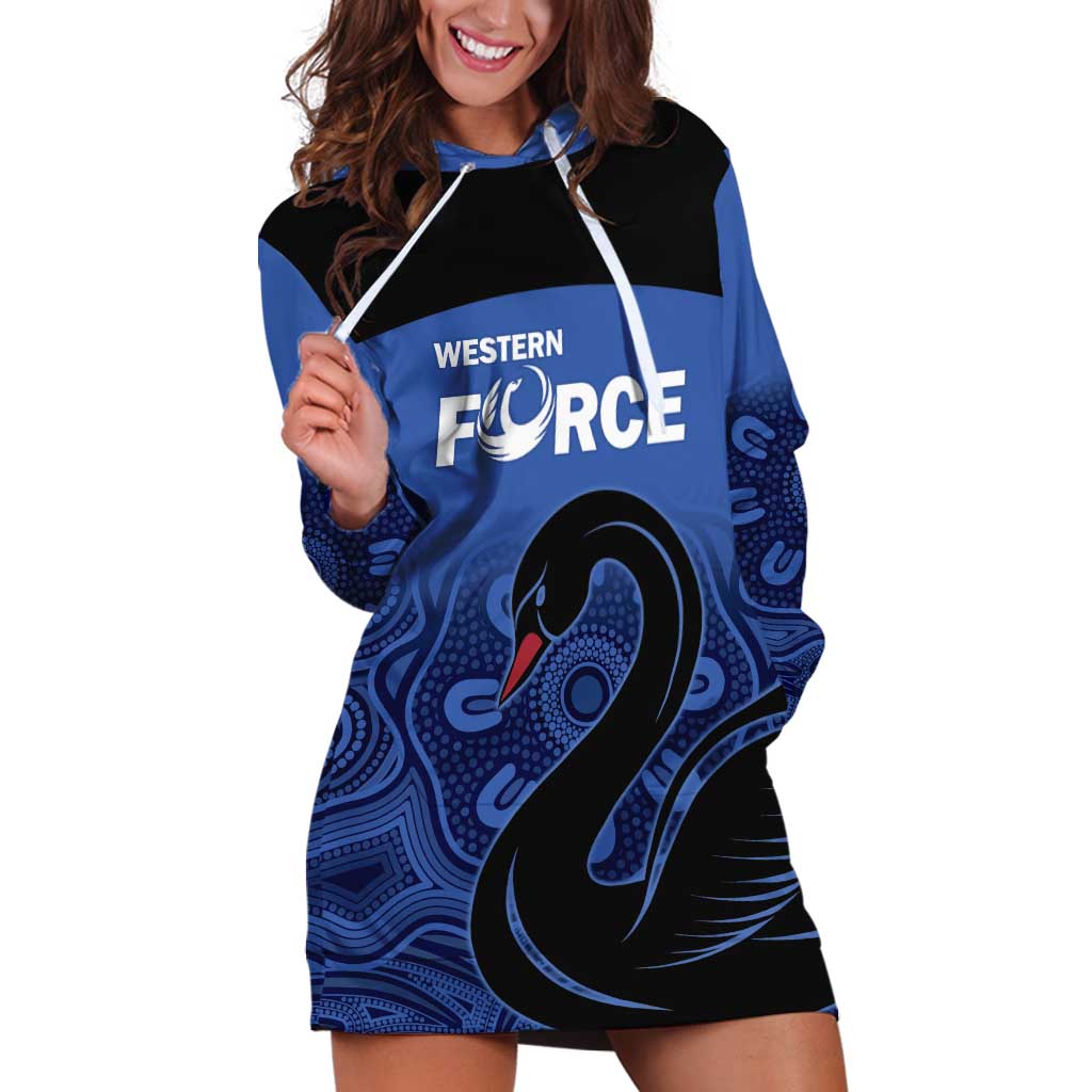 Custom Australia Western Force Hoodie Dress Black Swan Aboriginal Blue Version