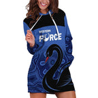 Custom Australia Western Force Hoodie Dress Black Swan Aboriginal Blue Version